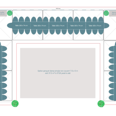 Pack réception 70 personnes – Option Parquet Danse