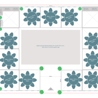 Pack réception 88 personnes – Option Parquet Danse