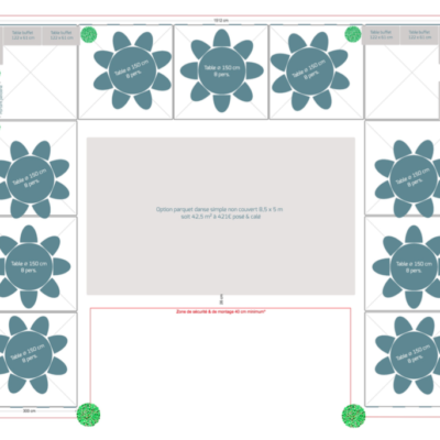 Pack réception 72 personnes –  Option Parquet Danse