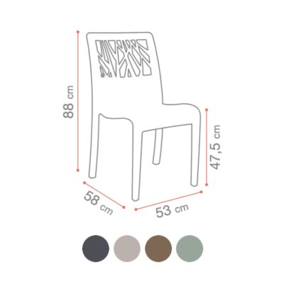 Dimensions & coloris chaise VÉGÉTAL Grosfillex