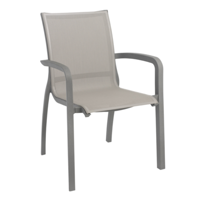 Fauteuil SUNSET Grosfillex gris platinium toile gris