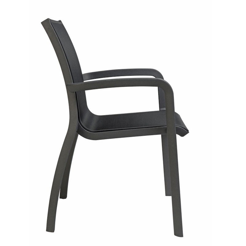 Fauteuil SUNSET Grosfillex noir volcanique toile noir design profil
