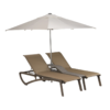 Double bain de soleil SUNSET Bronze Fusion / Toile Cognac + parasol