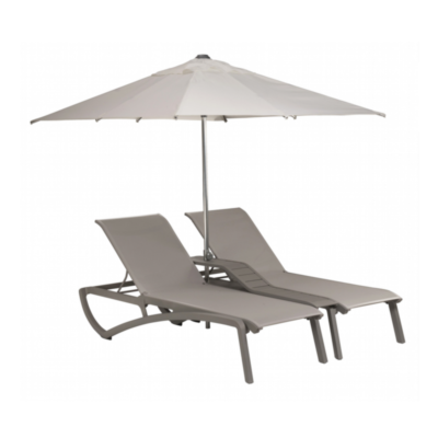 DOUBLE BAIN DE SOLEIL SUNSET Gris Platinium / Toile grise + parasol