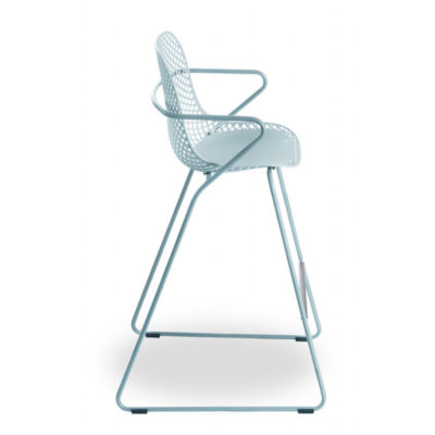 Chaise haute Ramatuelle 73' Grosfillex Bleu Ether design piétement
