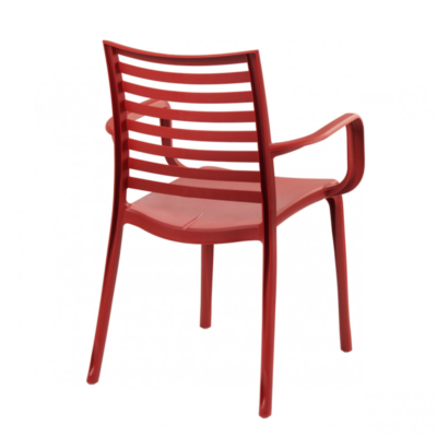 Fauteuil Grosfillex Sunday Rouge Bossa Nova design dossier lattes