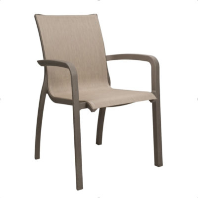 Fauteuil SUNSET Grosfillex bronze fusion toile brun chiné