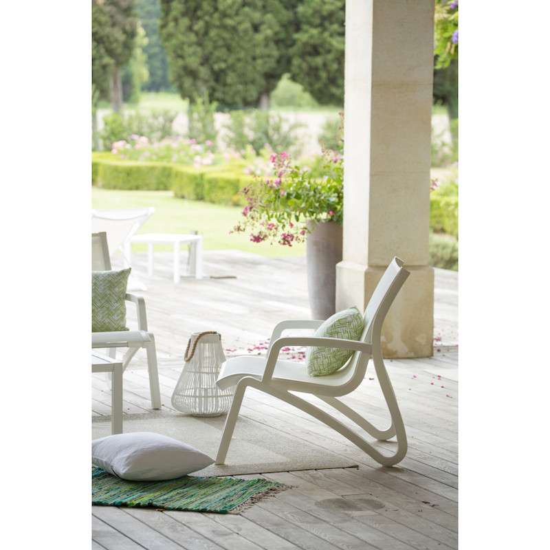 Fauteuil LOUNGE SUNSET Grosfillex Blanc/Blanc 58002096 accoudoirs