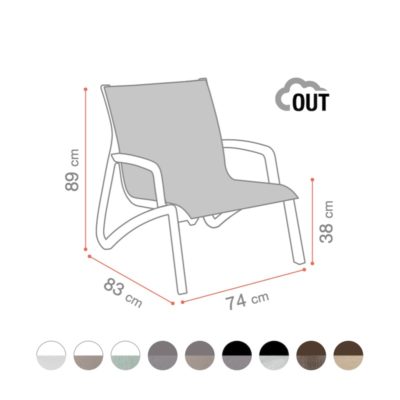 Dimensions & couleurs Fauteuil Conversationnel SUNSET Grosfillex