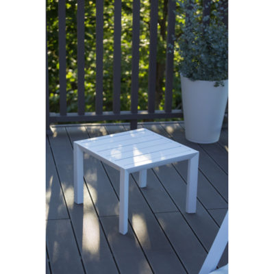 Table basse Sunset Grosfillex 50x50 aluminium Blanc terrasse