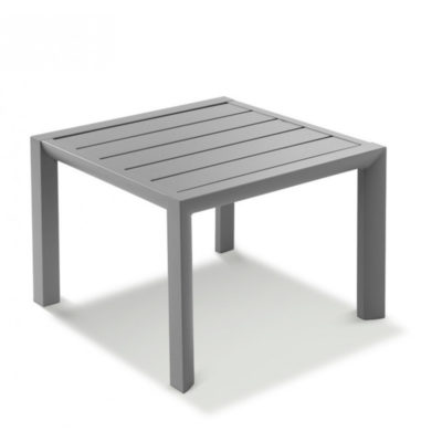 Table basse SUNSET Grosfillex 50×50 Aluminium Gris Platinium