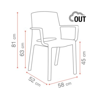 Dimensions Fauteuil MILTON Grosfillex