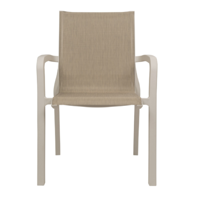 Fauteuil SUNSET Grosfillex Blanc Glacier toile Beige chiné face