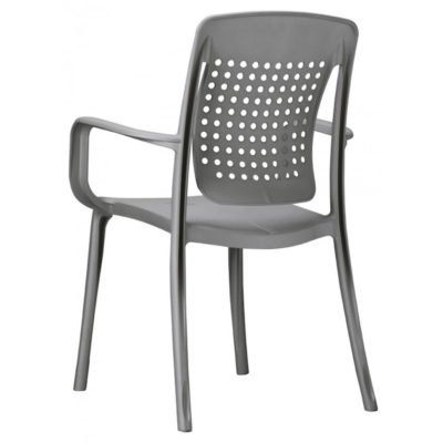 Fauteuil FACTORY Grosfillex Gris platinium design dossier