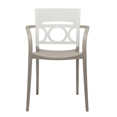 Fauteuil MOON Grosfillex lin blanc glacier face