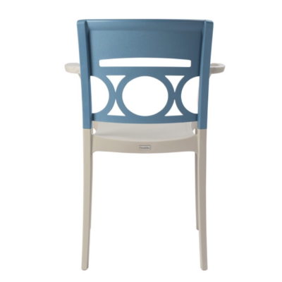 Fauteuil MOON Grosfillex lin bleu orage dossier