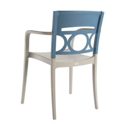 Fauteuil MOON Grosfillex lin bleu orage dossier design