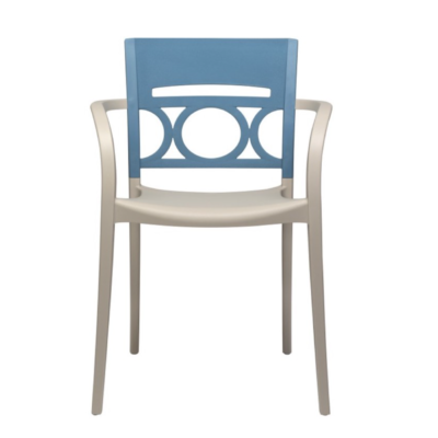 Fauteuil MOON Grosfillex lin bleu orage face