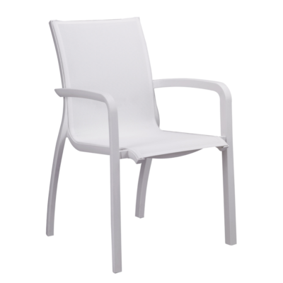 Fauteuil SUNSET Grosfillex Blanc Glacier / Toile Blanc