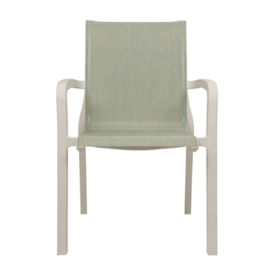 Fauteuil SUNSET Grosfillex Blanc Glacier toile Turquoise chiné