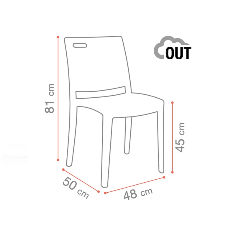 Dimensions chaise CLIP Grosfillex
