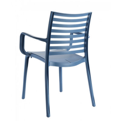 Fauteuil Grosfillex SUNDAY Bleu Denim design dossier lattes