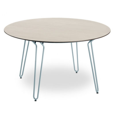 Table RAMATUELLE 73′ Grosfillex ∅130cm Bleu Ether / Bois Naturel