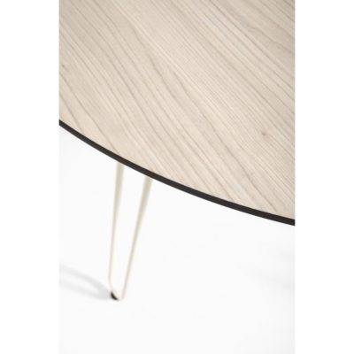 Table RAMATUELLE 73 Grosfillex ∅130cm Crème Absolue / Bois Naturel plateau HPL