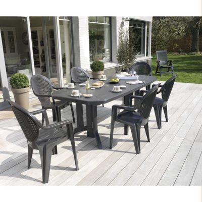 Fauteuil FIDJI 2 Grosfillex Anthracite terrasse