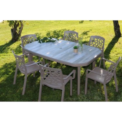 Table jardin NORDIC 165x100cm Grosfillex Lin