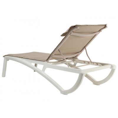 Bain de soleil SUNSET CONFORT Grosfillex Blanc Glacier / Beige Chiné dossier