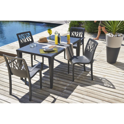 Table ALPHA Grosfillex 150x90cm Anthracite terrasse