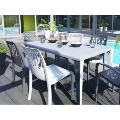 Table ALPHA Grosfillex 150x90cm Blanc Glacier piscine