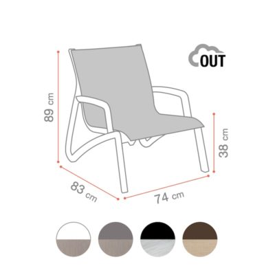 Dimensions & couleurs fauteuil bas SUNSET CONFORT Grosfillex