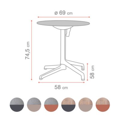 Tables CANNES Grosfillex ∅69cm rabattables