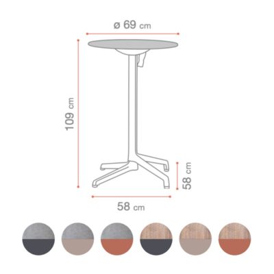 Tables hautes CANNES Grosfillex ∅69cm rabattables