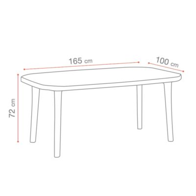 Dimensions table MIAMI Grosfillex 165x100cm