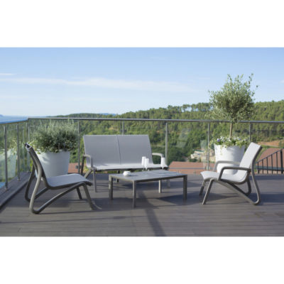 Salon Lounge SUNSET Grosfillex Gris Platinium/Gris T30 terrasse