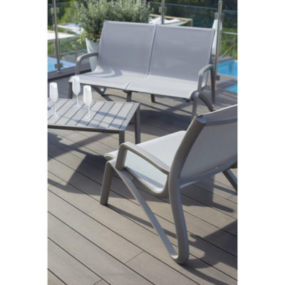 Salon bas SUNSET Grosfillex Gris Platinium/Gris T30 terrasse