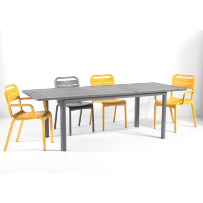 Sièges et Table CANNES Grosfillex 173-233x100cm Anthracite