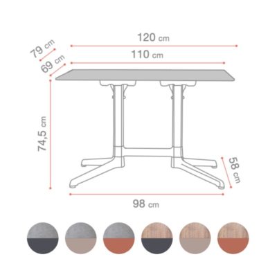 Tables CANNES Grosfillex 110x69 & 120x79cm rabattables