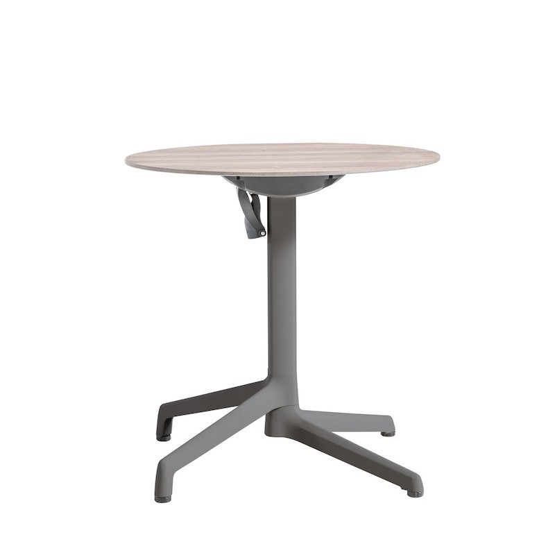 Table CANNES Grosfillex ∅69cm Anthracite / Walnut