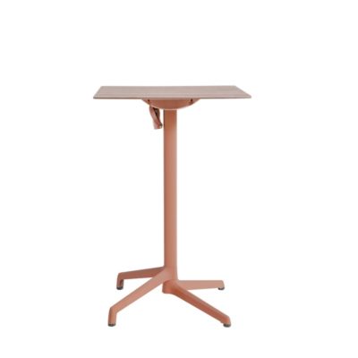 Table haute CANNES Grosfillex 69x69cm Terracotta / Walnut