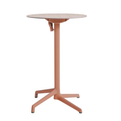 Table haute CANNES Grosfillex ∅69cm Terracotta / Walnut