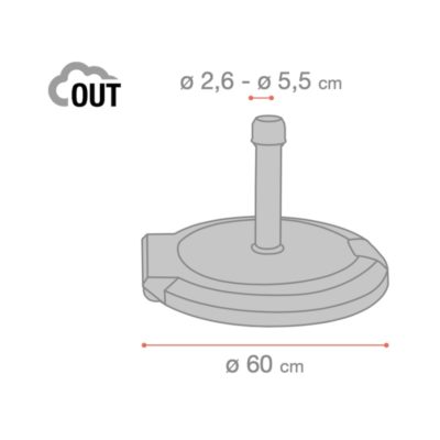 Dimensions Pied de parasol Grosfillex 38kg