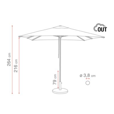 Dimensions Parasol GREENWICH Grosfillex 250x250cm