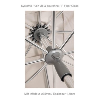 Parasol SUNSET Grosfillex 200x200cm aluminium Fiber Glass