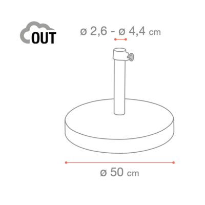 Dimensions base de parasol Grosfillex 30kg Blanc 47108004