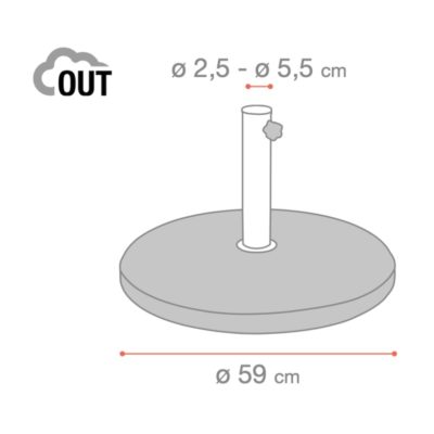Dimensions Base de parasol Grosfillex 40kg béton Anthracite / inox 47109002