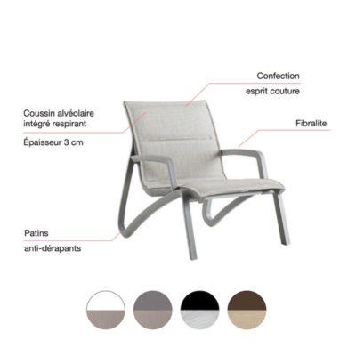 Propriétés & couleurs fauteuil bas SUNSET CONFORT Grosfillex